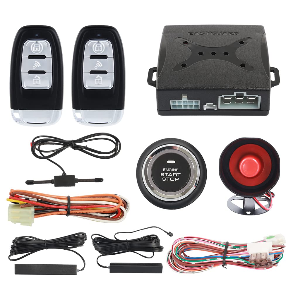 Photo 1 of EASYGUARD EC003 Smart Key PKE Passive Keyless Entry Car Alarm System Push Start Button Remote Engine Start Remote Trunk Release DC12V