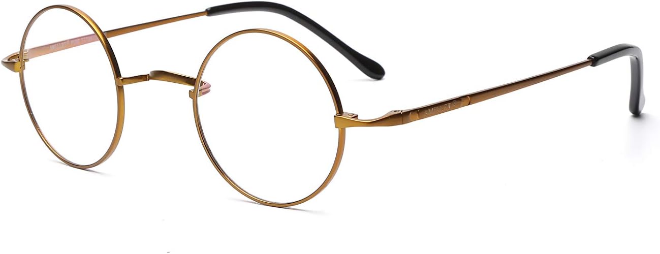 AMILLET Titanium Eyeglass Frames for Men Round Eyeglasses Frames for Men Clear Lens Glasses Frames