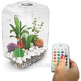 biOrb Life 15 Acrylic 4-Gallon Aquarium with Multi-Color Remote-Controlled LED Lights Modern Compact Tank for Tabletop or Desktop Display, Transparent