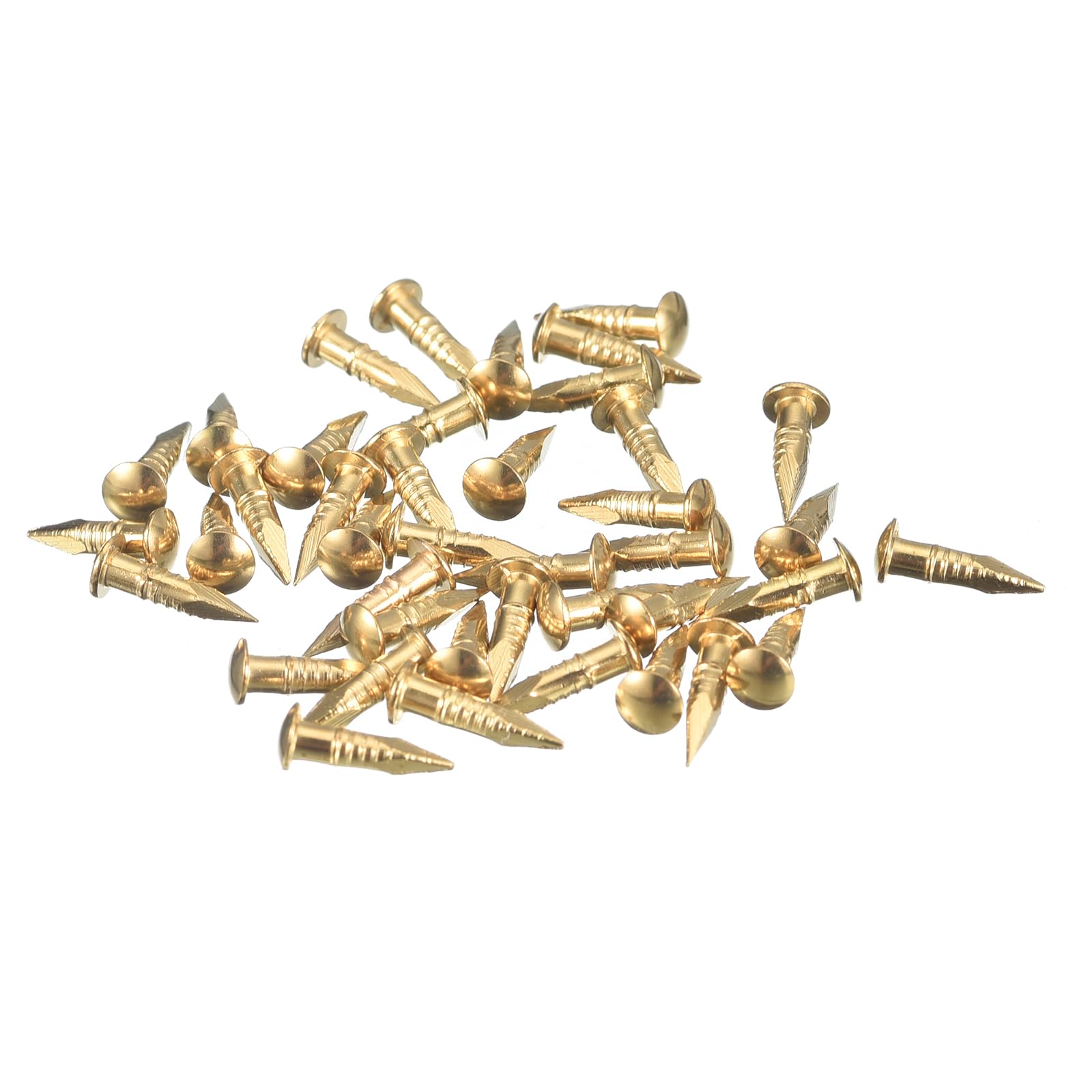 Photo 1 of uxcell 70Pcs Small Tiny Nails 2x10mm(DxL) Tiny Brass Nails Hardware Round Head Brass Nail for Wooden DIY Projects Decorative Boxes Household, Brass Tone