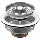 ZM Kitchen Sink Stainless Steel Basket Strainer with Drain Assembly, 3-1/2 Inch Sink Drain Stopper Plug