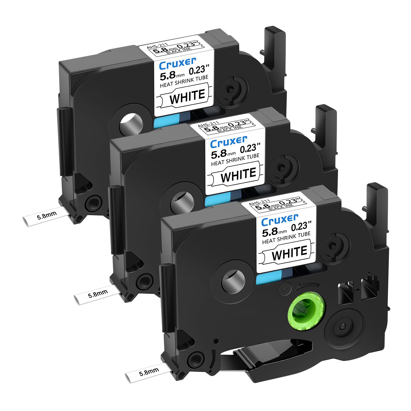 Cruxer 3 Pack Replacement for Brother HSe-211 5.8mm Heat Shrink Tube Black on White HSE211 HS211 Heat Shrink Label Tape for P-Touch PT-D600 E500 D210 D400 E550W 7600 D800W Labels Maker