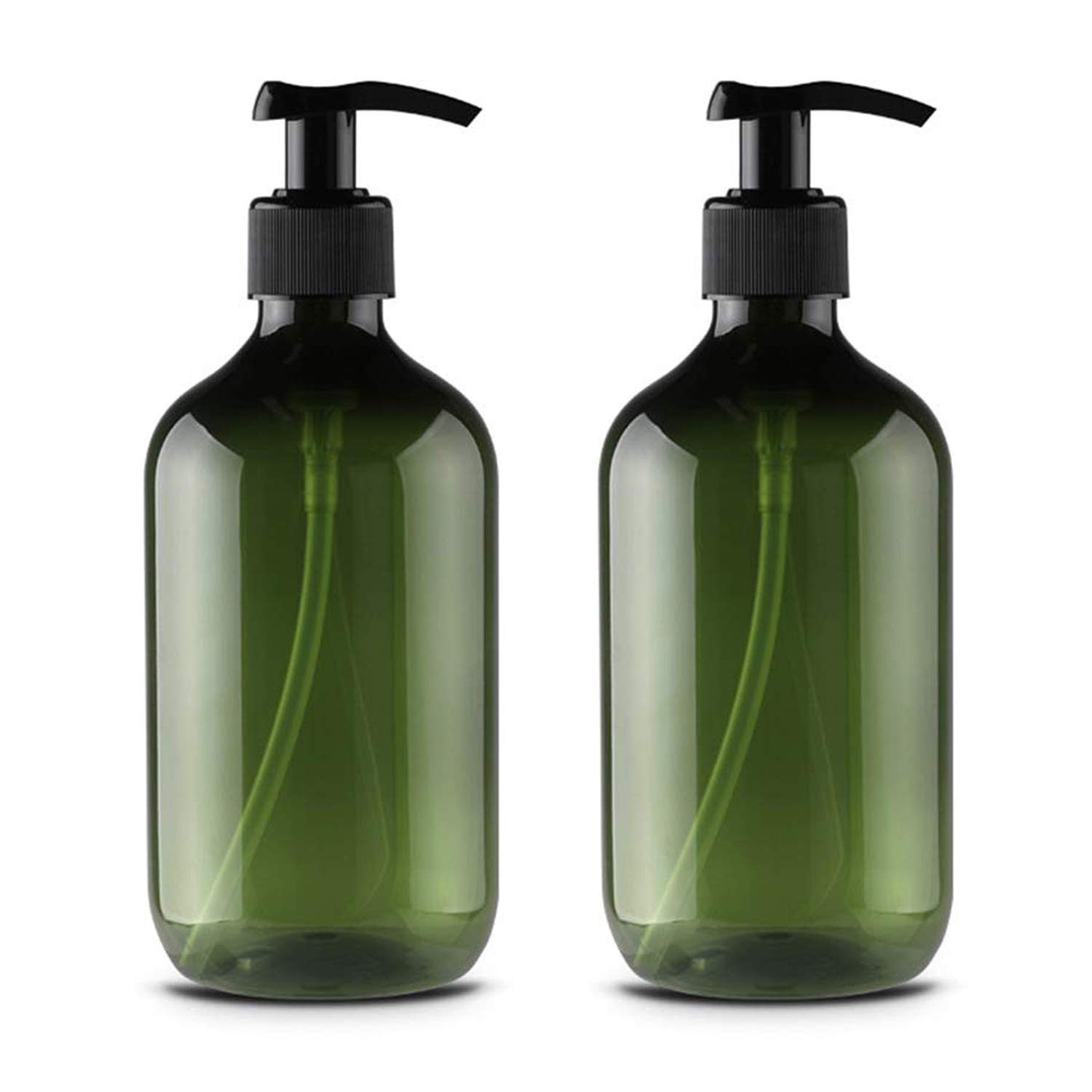 JamHooDirect 2Pcs 300ml/10oz Empty Plastic Pump Bottles, Refillable Lotion Shampoo Body Washing Cream Shower Gel Storage Holder Container Toiletries Liquid Dispenser (green)