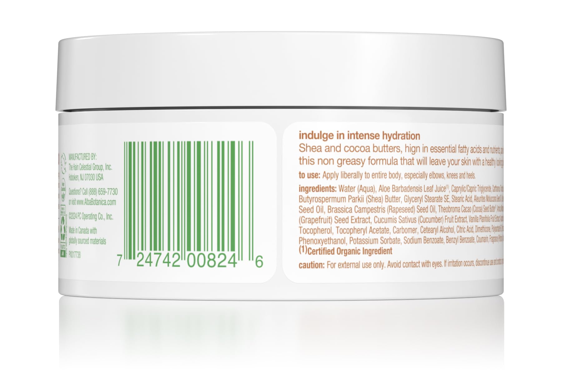 Alba Botanica Intense Hydration Whipped Body Butter, with Shea, Cocoa, and Kukui Nut Butters, 6.5 Oz (Packaging May Vary)
