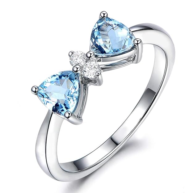 Beydodo Partner Ringe Silber 925 Zirkonia Hellblau Topaz Triangel Ehering Silber Partnerring Solitärring