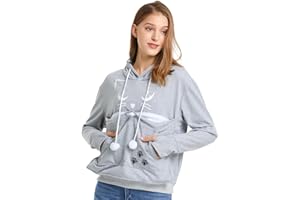 LINYUCHEN Cat Dog Pouch Hoodie Large Pet Pouch Sweatshirt Puppy Kitten Holder Carrier Pullover Top for Women