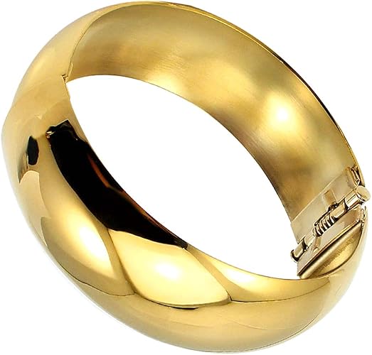 Amazon L ブレスレット メンズ 金色 ゴールドワイド甲丸リングバングル サージカルステンレス スチール シンプル 太い 太め 幅あり 極太 プレーン 腕輪 手首 金メッキ バングル 通販