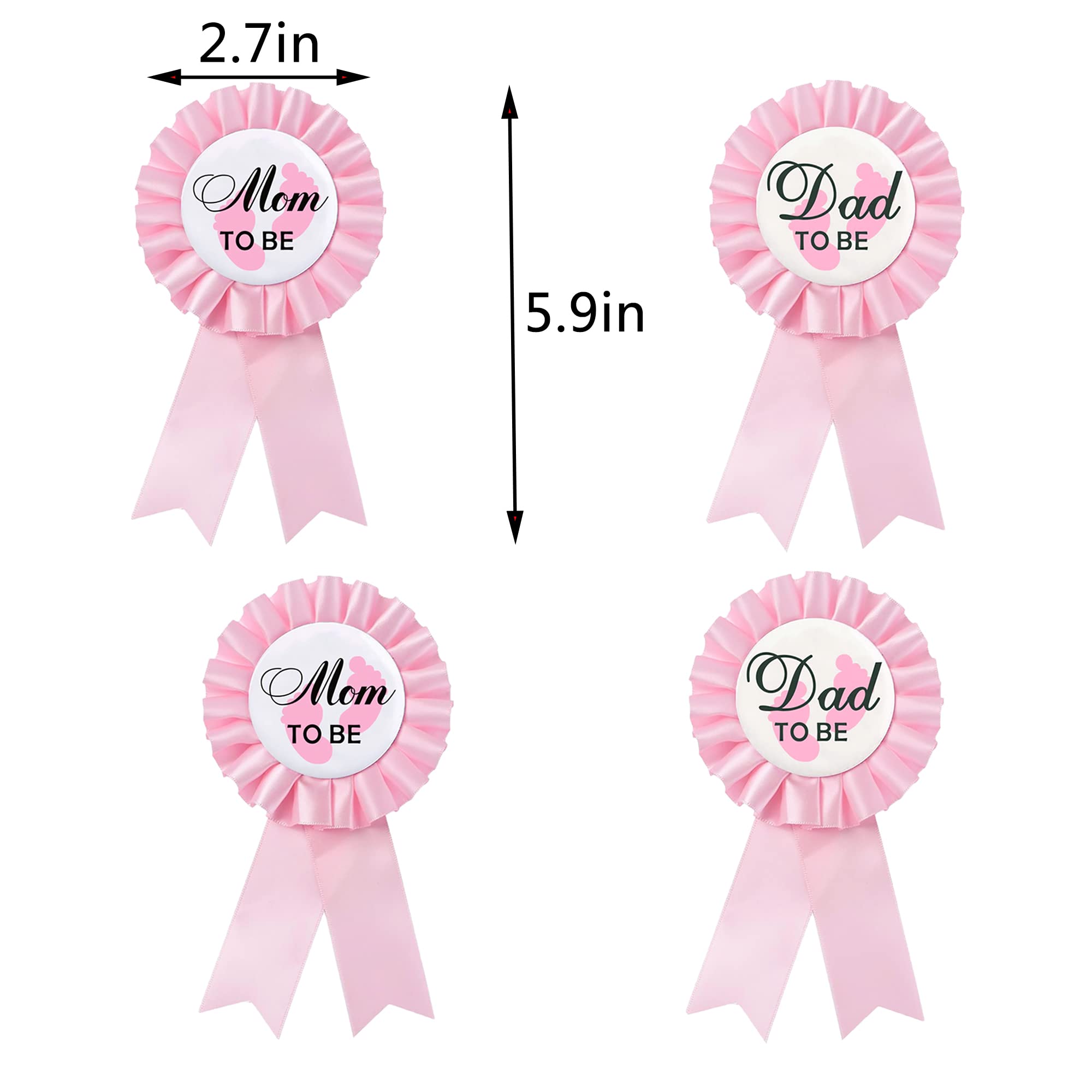 Baby Shower Decoration Adjustable Flower Crown Tiara Mom to Be Sash and Pin Dad to Be Corsage Pin Badge Kit Party Favors for Pregnancy Parents Maternity Girl Boy Gender Reveal Pink