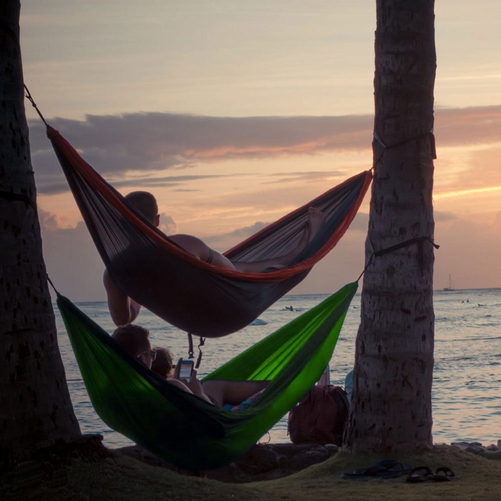 ハイキング キャンピング 容量 ポータブル ビーチ B07dcqn4wg 9フィート Green Gray Lkf ハンモック ダブル バックパッキング 長さ118インチ 幅78インチ ナイロン 庭用 ツリーストラップ付き 軽量 リップストップ 旅行 1000ポンド ハンモック ハンモック 全てのアイテム