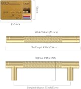 Amerdeco 10 Pack Gold Knurled Cabinet Pulls 96mm Center to Center AM003 view 6
