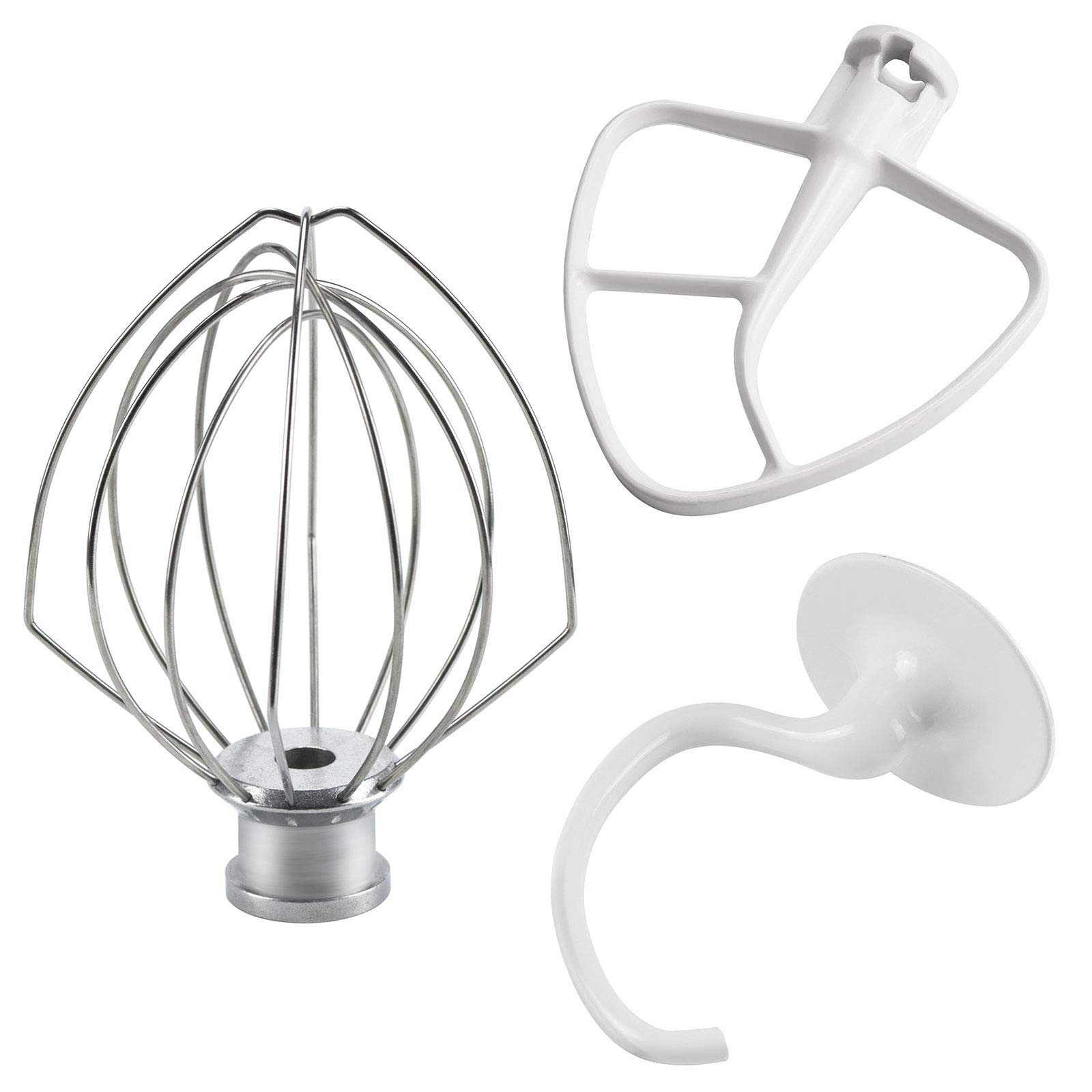 Photo 1 of Kitchen Mixers Accessories 3-Piece Including K45DH Dough Hook&K45B Coated Flat Blade Paddle&K45WW Wire Whip for 4.5 QT Kitchen Tilt-Head Stand Mixer Attachments by Sikawai