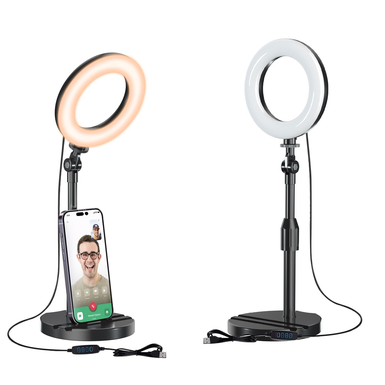 Photo 1 of Desk Ring Light with Telescopic Stand, Travel Desktop Hola Light for Phone Selfie Laptop Zoom Video Calls Makeup Tiktok Reels Live Streaming