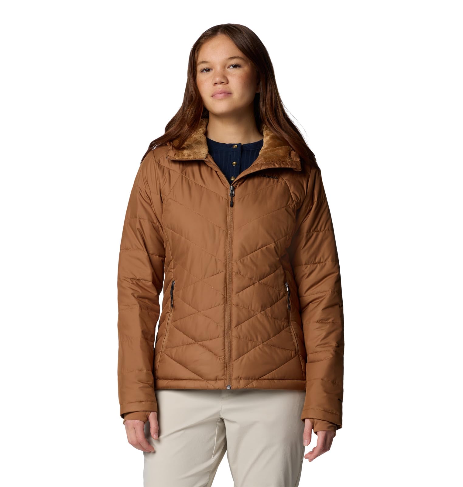 Columbia Women’s Heavenly Hooded Jacket, 2024 Camel Brown, 3X Plus