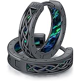 Viking Earrings Norse for Men Women 16mm 925 Sterling Silver Stainless Steel Huggie Rune Celtic Hoop Earring Viking Jewelry Gifts Sturdy Punk Hoop Earrings Silver Black