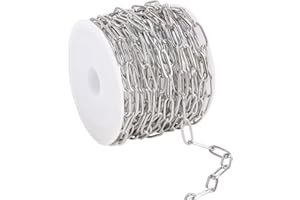 TKYPZY Paperclip Chain for Jewelry Making Stainless Steel Paperclip Chains Roll for Necklace Bracelet Craft DIY 16.4 Feet Oval Link Chains Spool Bulk Jewelry Supplies Paper Clip Cable Chain (Silver)