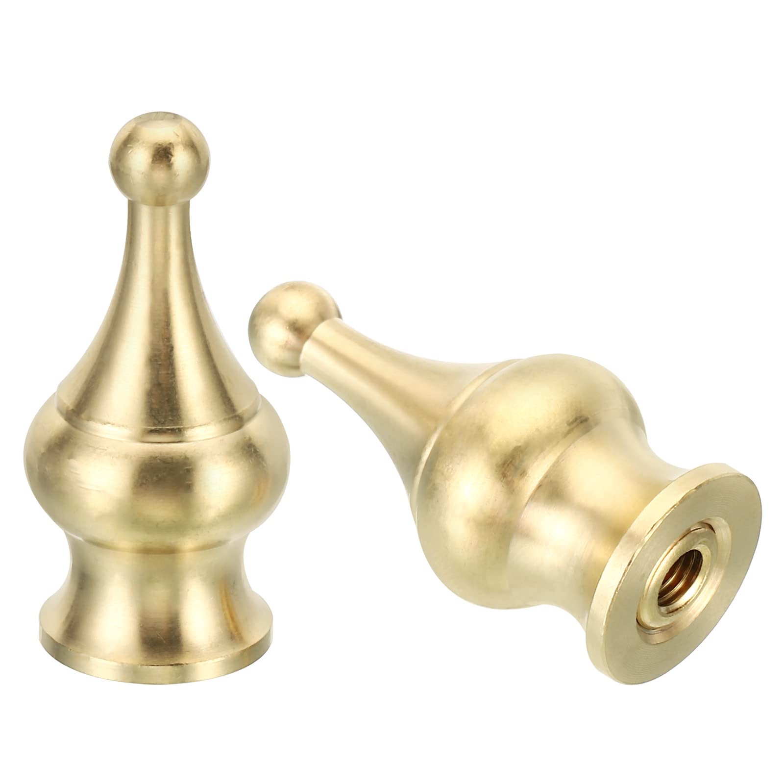 PATIKIL 1.8" Tall Brass Lamp Finials Cap Knob, 2 Set Lamp Screw Holder Tapped 1/4-27 for Table and Floor Lamp Shade Decorations