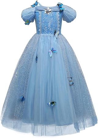 Amazon Duolala ドレス 子供 コスチューム 子供服 ロングドレス ワンピース Forディズニープリンセス キッズコスチューム フェスティバル コスプレ 誕生日 発表会 110cm 150cm 110 ブルー4 キッズコスチューム おもちゃ