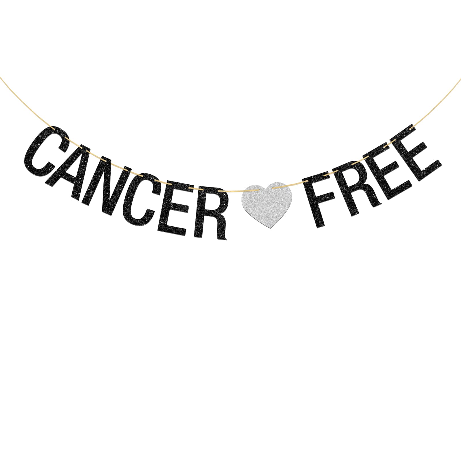 Photo 1 of Kaakswa Cancer Free Banner, Cancer Survivor/Cancer Free Party Decoration Supplies,Cancer Theme Party Decoration Black Glitter