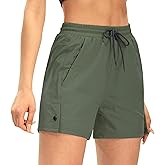 AFITNE Women's Hiking Shorts, Quick Dry Lightweight Summer Shorts for Golf Travel, 4" Curvy-Fit with Zipper Pockets