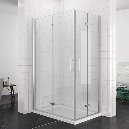 Duschkabine 90x120x195cm Eckeinstieg Falttür Duschabtrennung, 6mm ESG