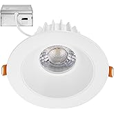 Maxxima 4 in. Ultra-Thin Recessed Anti-Glare LED Downlight Canless IC Rated 1200 Lumens 5 Color Temperature Selectable 2700K/3000K/3500K/4000K/5000K Dimmable White Trim, 90 CRI, Junction Box Included