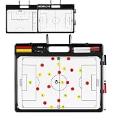HIGHRAZON Magnetic Soccer Coaching Board, Double Sided Board with Handle | Premium Double Sided Coaches Clipboard Includes 2 Markers, 2 Pen Clips, 2 Carabiners and 27 Magnetic Circles