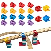 Wooden Train Track Accessories, 20 pcs Wooden Track Connector, Compatible with All Major Brands Wood Train Track, Christmas Birthday Gift for Boys Girls, Train Toys Expansion Pack for Kids Ages 3+