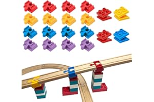 BUNU1492 Wooden Train Track Accessories, 20 pcs Wooden Track Connector, Compatible with All Major Brands Wood Train Track, Christmas Birthday Gift for Boys Girls, Train Toys Expansion Pack for Kids Ages 3+