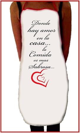 Pazza Idea Grembiule Cucina Bianco Donna Scritta In Spagnolo Donde Hay Amor En La Casa Amazon It Casa E Cucina