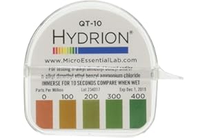 Micro Essential Laboratory QT-10 HYDRION Quat 2-Chain Sanitizer Test Paper Roll, 0-400 ppm - Case of 10 Rolls
