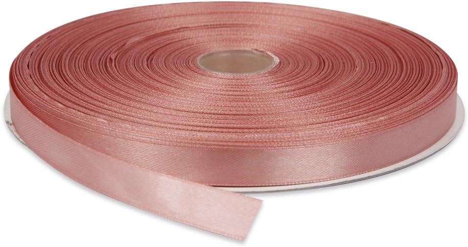 Topenca Supplies 1/2 Inches x 50 Yards Double Face Solid Satin Ribbon Roll, Vintage Pink