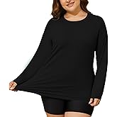 COOTRY Women's Plus Size Sun Shirts UPF 50+ UV Protection Long Sleeve Rash Guard Quick Dry Workout Hiking Fishing Swim Shirt