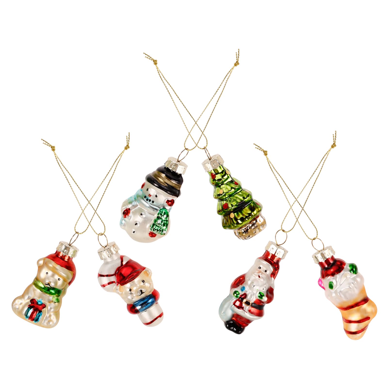 JOINPAYA 6Pcs Christmas Tree Hanging Ornaments: Mini Santa Claus Snowman Christmas Tree Sock Bear for Xmas Hanging Decoration