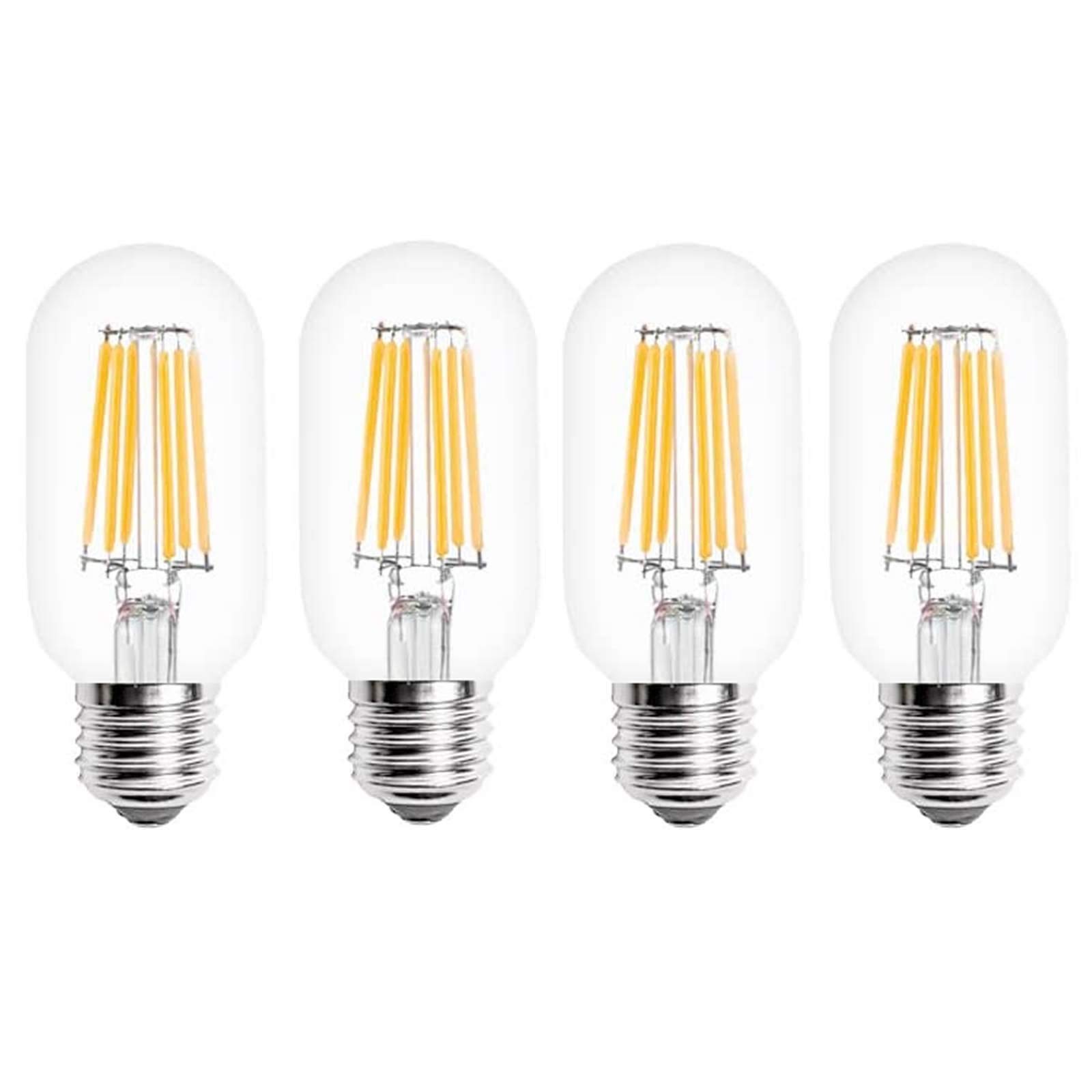 Jiotouhu T45 LED Edison Bulb 6W Warm White 2700K 60W Incandencent Replacement Screw E27 Vintage LED Decorative Light Bulb T45 Clear Filament Bulb (4-Pack, Non-Dimmable)