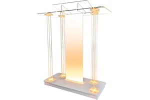 DEENKK Acrylic Church Pulpits with Wheels and 16 Colors RGB LED Lights, 46" Tall Modern Podium Stand Hosting Station Lecterns Pulpits for Church Wedding Concert Speech Classroom, Clear
