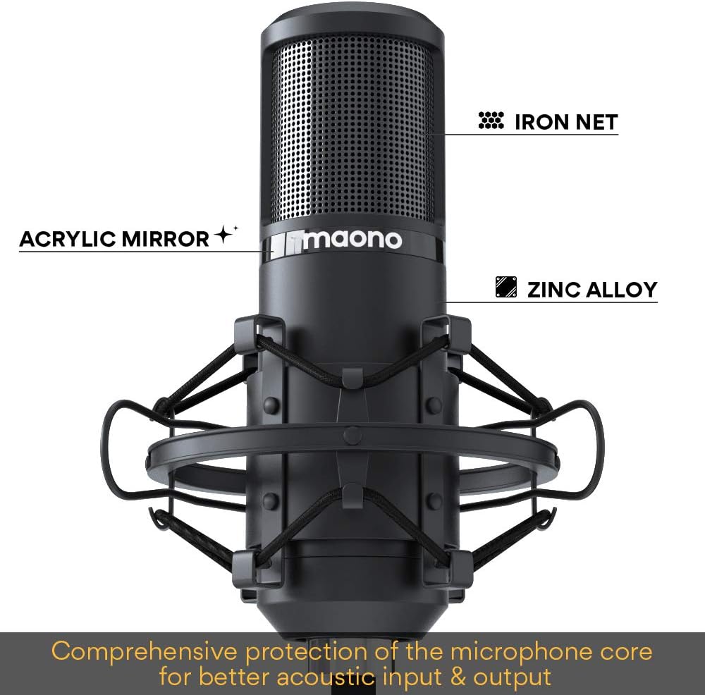 Podcast Microphone 192KHZ/24BIT MAONO AU-PM420 Metal USB Condenser Cardioid PC Mic with Professional Sound Chipset for Gaming, Streaming, YouTube, Voice Over, Studio/Home Recording: Computers & Accessories