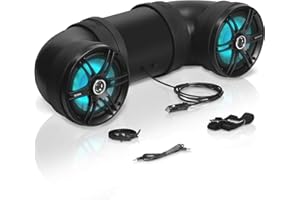 SOUND STORM LABORATORIES Soundstorm BTB8L 8 Inch 700W Bluetooth Amplified Marine Powersports UTV ATV Tube Speaker System with LED Lights, Black