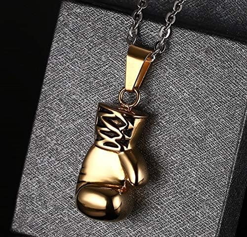 JewelryWe Birthday Valentine Gift Stainless Steel Mens Boxing Glove Pendant Necklace with 22 inch Chain, Gold (with Gift Bag) - Image 5