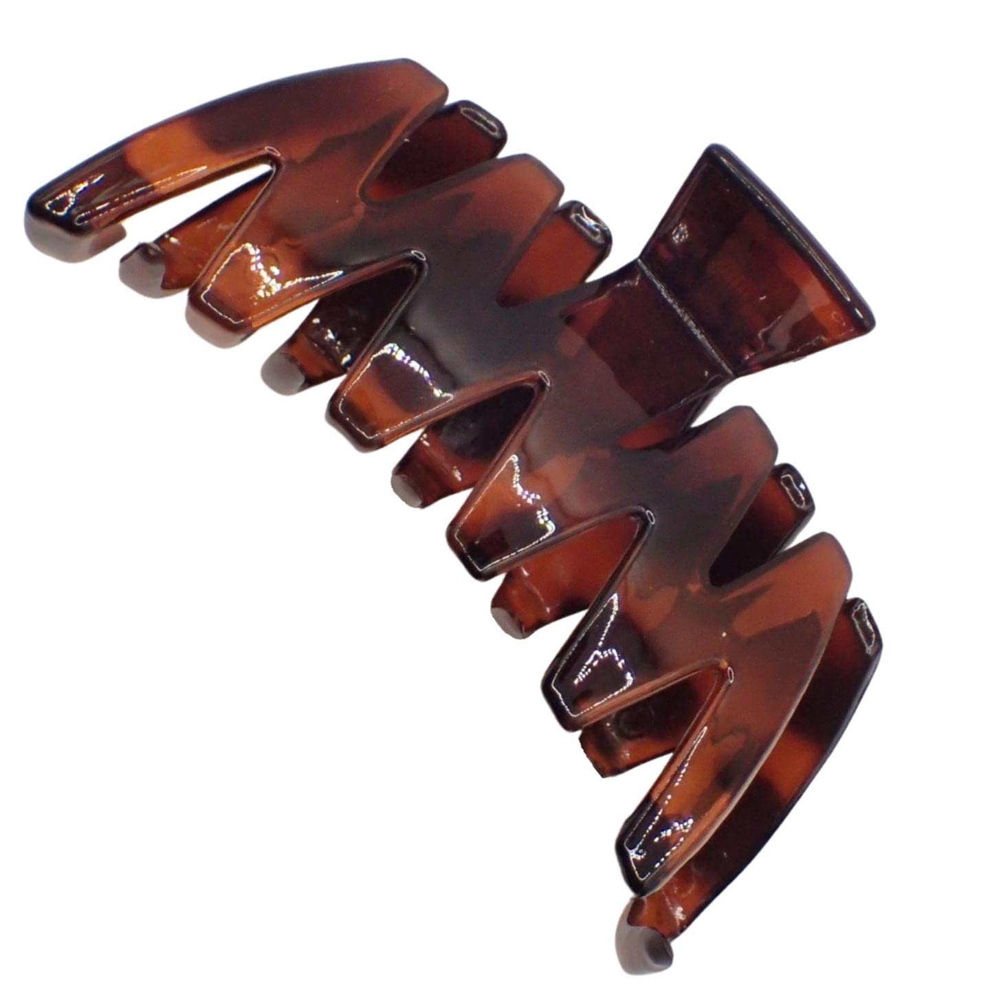 Topkids Accessories 8.5cm Black or Brown Tort Hair Claw Clip, Detail Hair Claw for Women & Girls, Thick Hair Claw Clip, Hair Clips for Ladies, Women?s Claw Clips for Thick Hair (Tort ZigZag)