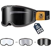 VOZAPOW Photochromic Motorcycle Goggles Anti Fog, OTG Dirt Bike Motocross Goggles UV Protection for Men Women MX Accessories