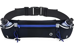 Running Water Bottle Belt, Running Belt with Water Bottles Reflective Running Hydration Belt with Hidden Earphone Hook Runnin