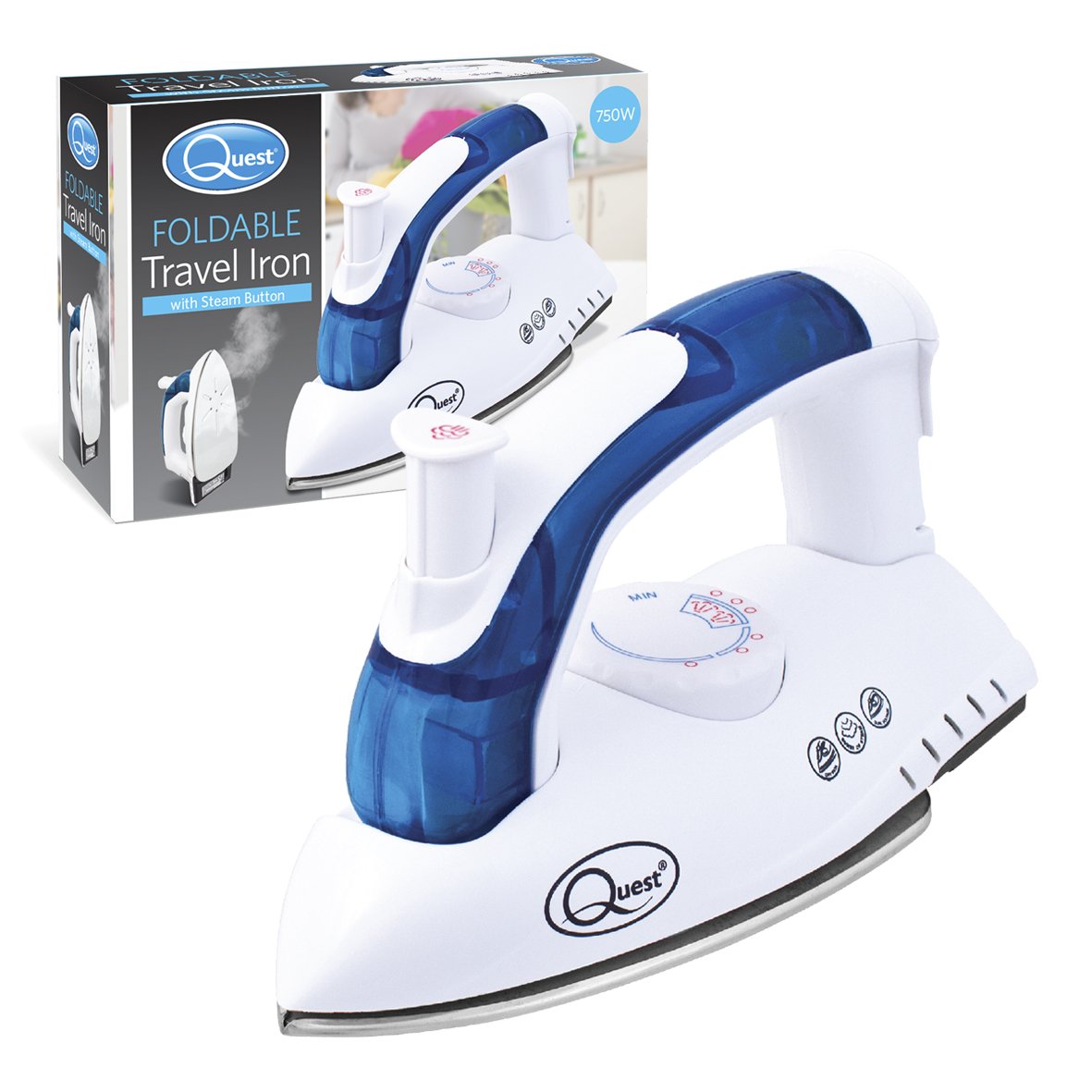 Quest Travel Steam Iron, 750 Watt