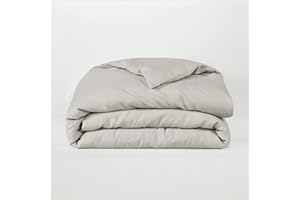 Sijo Premium Stone Washed 100% Organic French Linen Duvet Cover, GOTS Certified Organic, Small Batch Sourced from Normandy, Breathable and Durable (Fog, Full/Queen)
