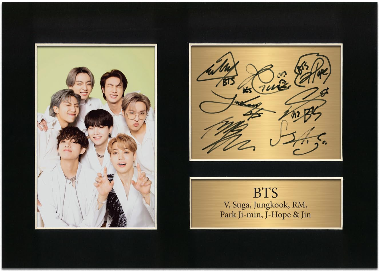 Zulu Image BTS Band A4 Printed Autograph Photo Reproduction Print Picture Display No42, Black