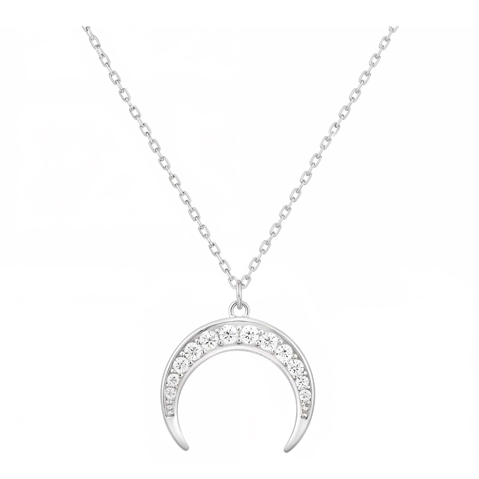 Sofia Milani - Women's Necklace 925 Silver - with Zirconia Stones - Moon Pendant - 50258