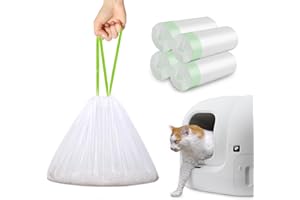 XUEPETT 120 Pack Cat Litter Box Liners with Drawstring, Heavy Duty Cat Litter Box Liners Waste Bags Replacement