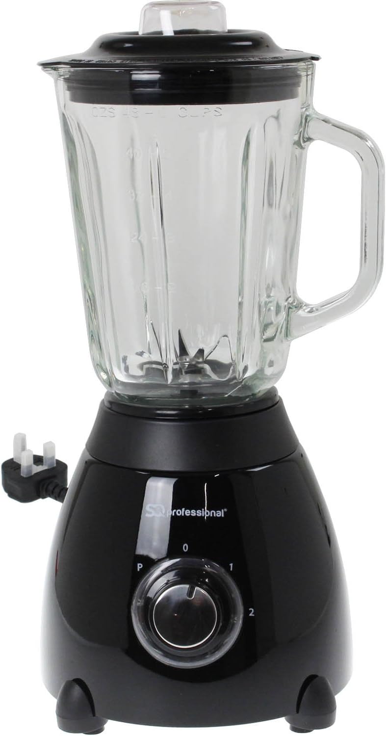 SQ Professional 500W Blender with 1.5Liter Glass Measuring Jug and Grinder Black Amazon.co.uk