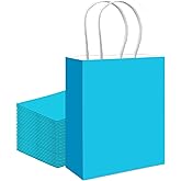 qiqee 30PCS Medium Gift Bag with Handles Bulk 11"x5"x8" Gift Bags Lake Blue Bags Multiple Uses (Medium Size)