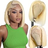 SKYDO 613 Blonde Bob Wig Human Hair 13x4 HD Bob Lace Front Wigs Human Hair Pre Plucked 180 Density Blonde Wig Human Hair Shor