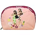 LeSportsac Hula Duo HAWAII EXCLUSIVE Medium Dome Cosmetic Bag/Pouch Style 8170/Color K875, Colorful Hula Girls, Aloha & Hawaii Printed on Front/Back, Pineapples, Flowers, Tropical, Collector's Bag